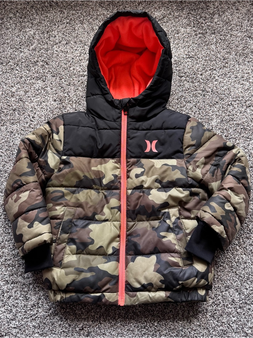 Hurley Camo Puffer Little Boys Size 5 Winter Jacket